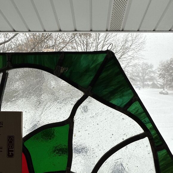 Beautiful Handmade Stained Glass Sun Catcher Christmas Poinsettia Holiday Decor - Picture 3 of 13